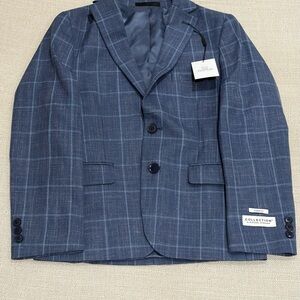 Boys' Navy Blue Windowpane Blazer - Collection B13